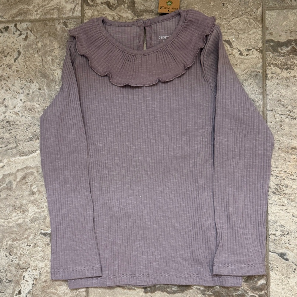 NWT Size 5T Easy-Peasy Long Sleeve Rib Ruffle Collar Top purple
